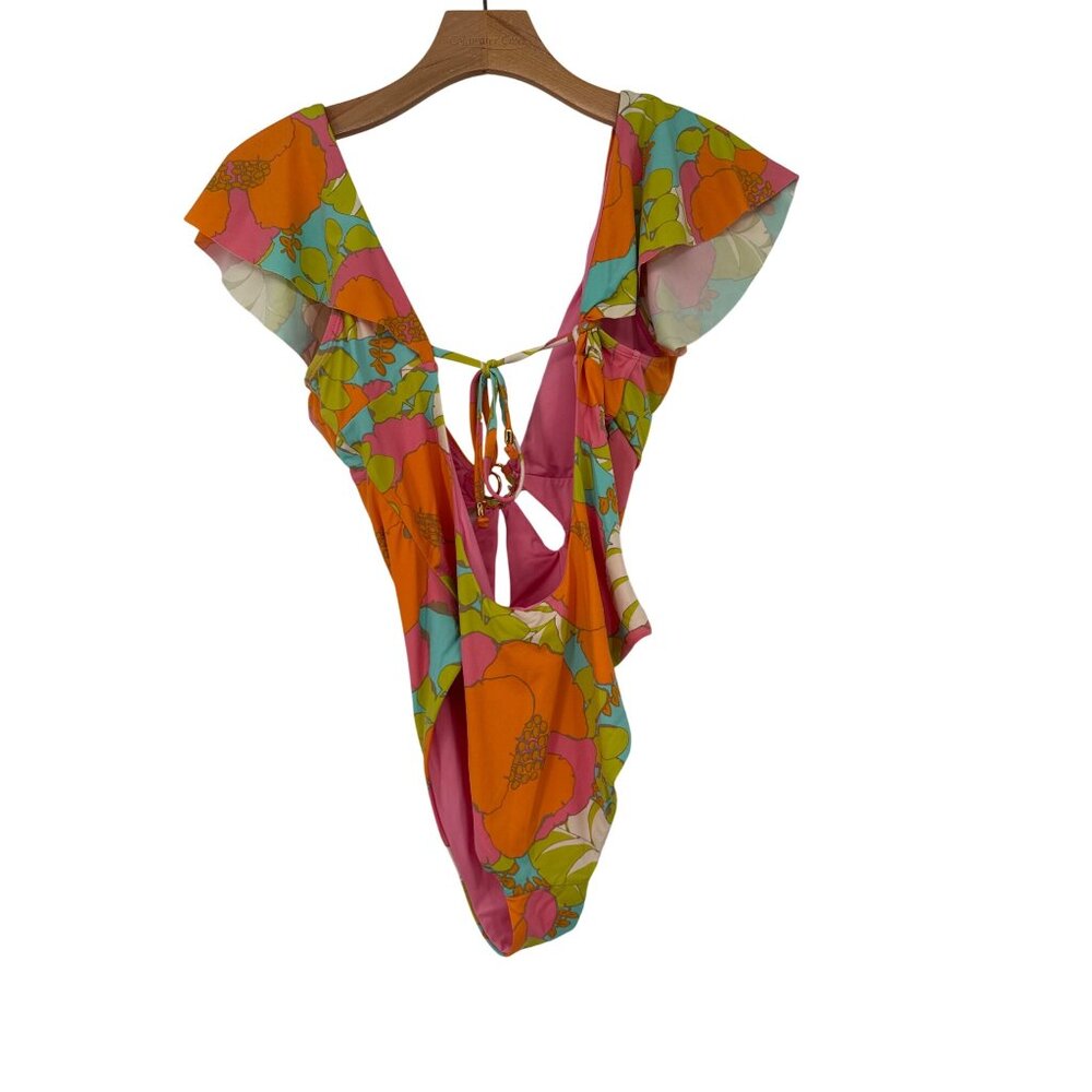 Trina Turk Womens Playa De Flor Flutter Maillot One-Piece Swimsuit Keyhole Size - Picture 4 of 7